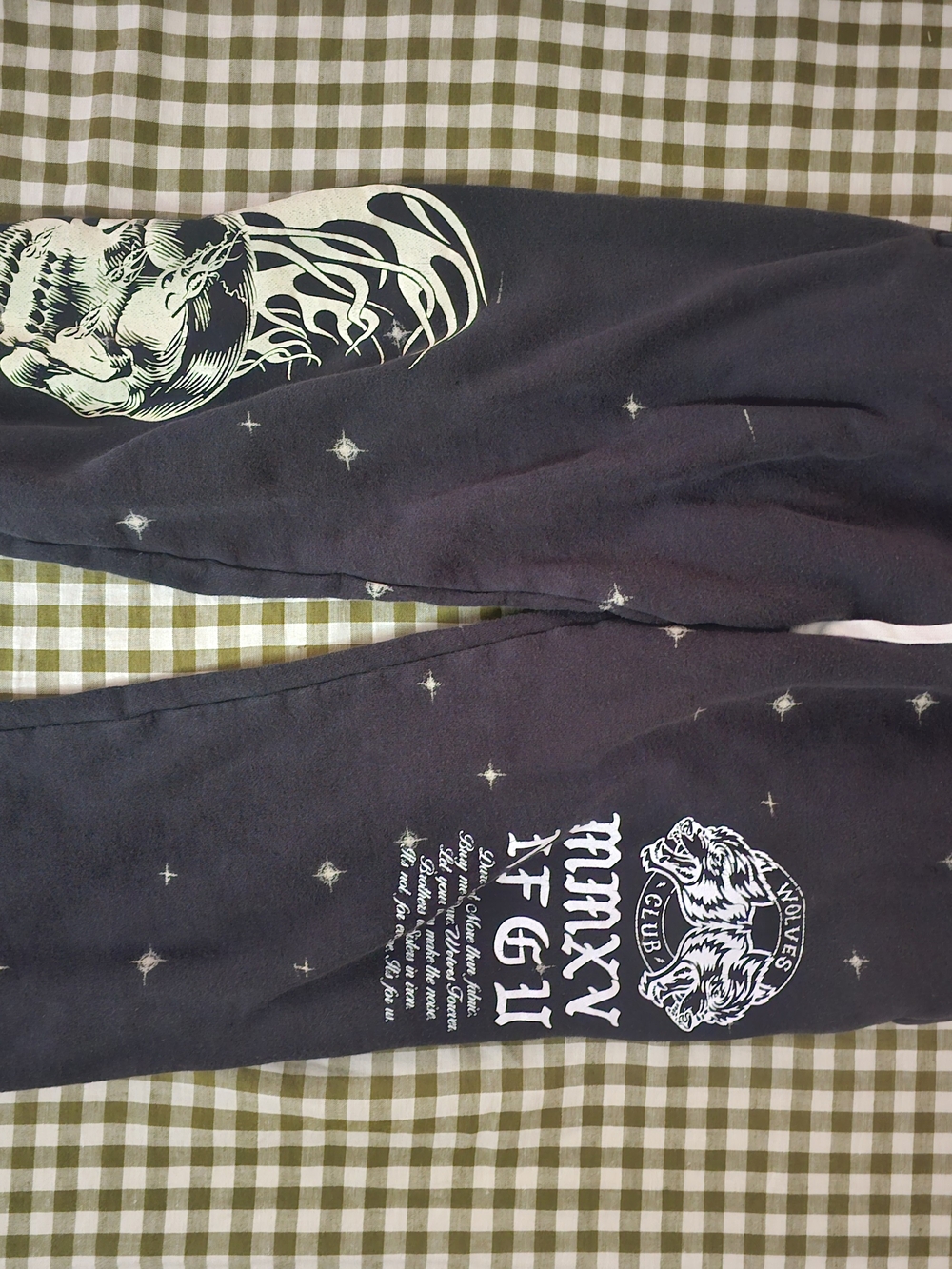 Darc Sport Black Track Joggers with Wolf Graphic